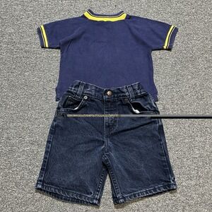 Vintage Gold Town Navy Tee & Arizona Denim Shorts Set Boys Size 4 Made in USA